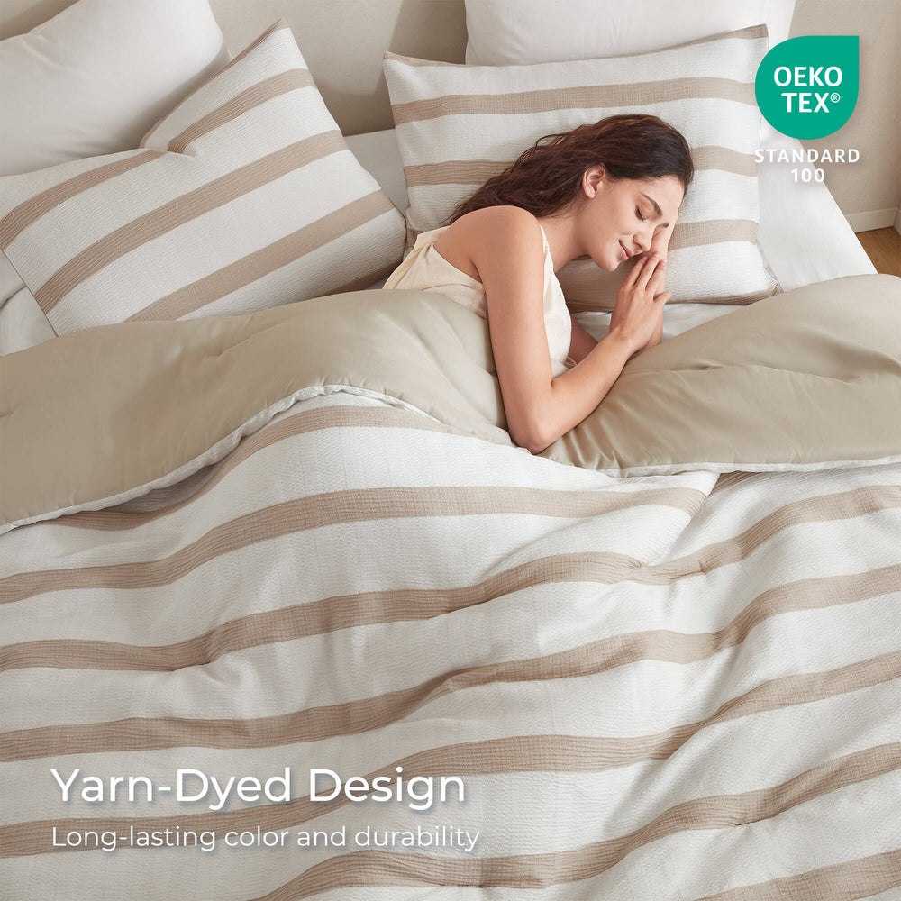 3-Piece Full/Queen Yarn-dyed striped comforter Media 4