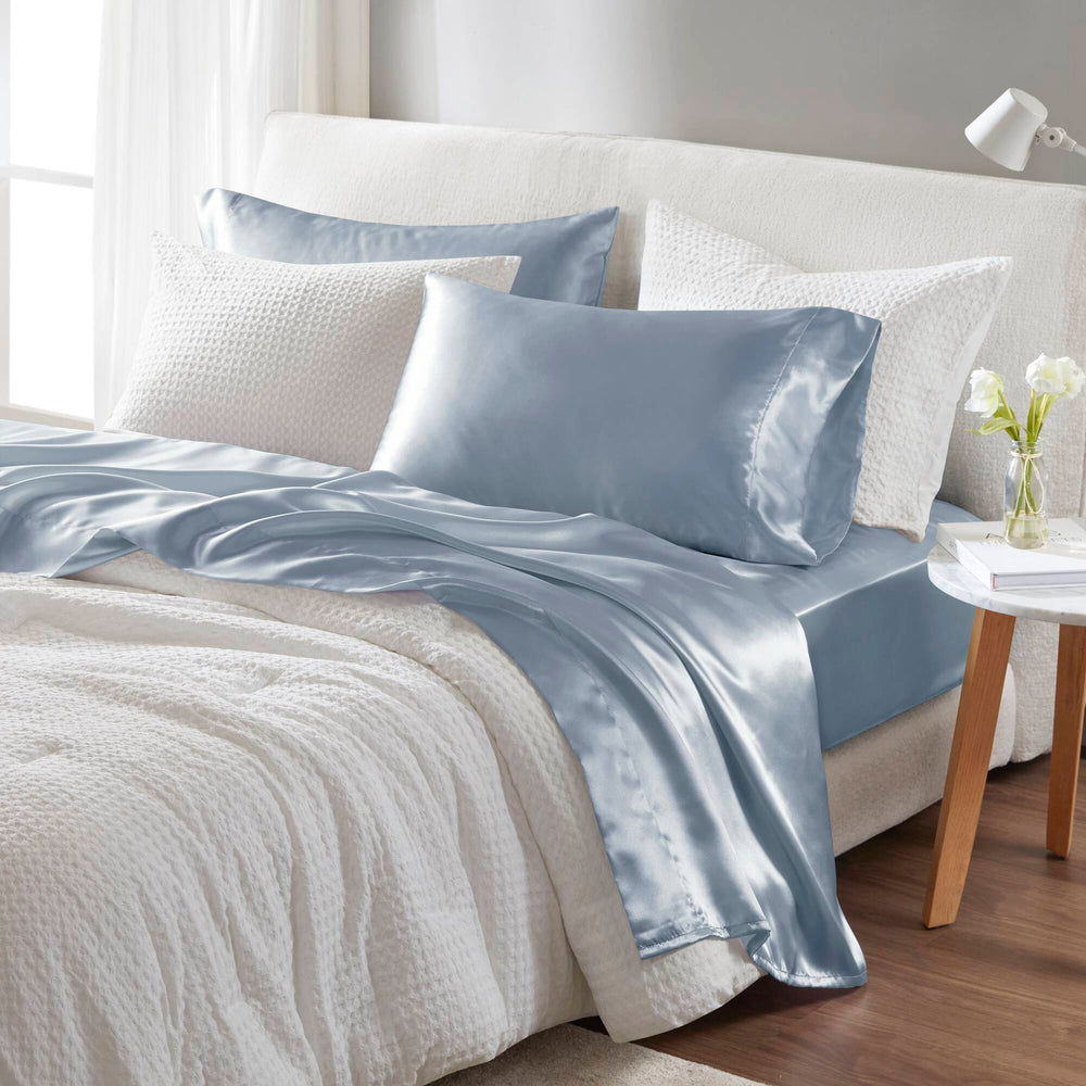 6 PCS King Luxury Sheet Set Blue Media 4