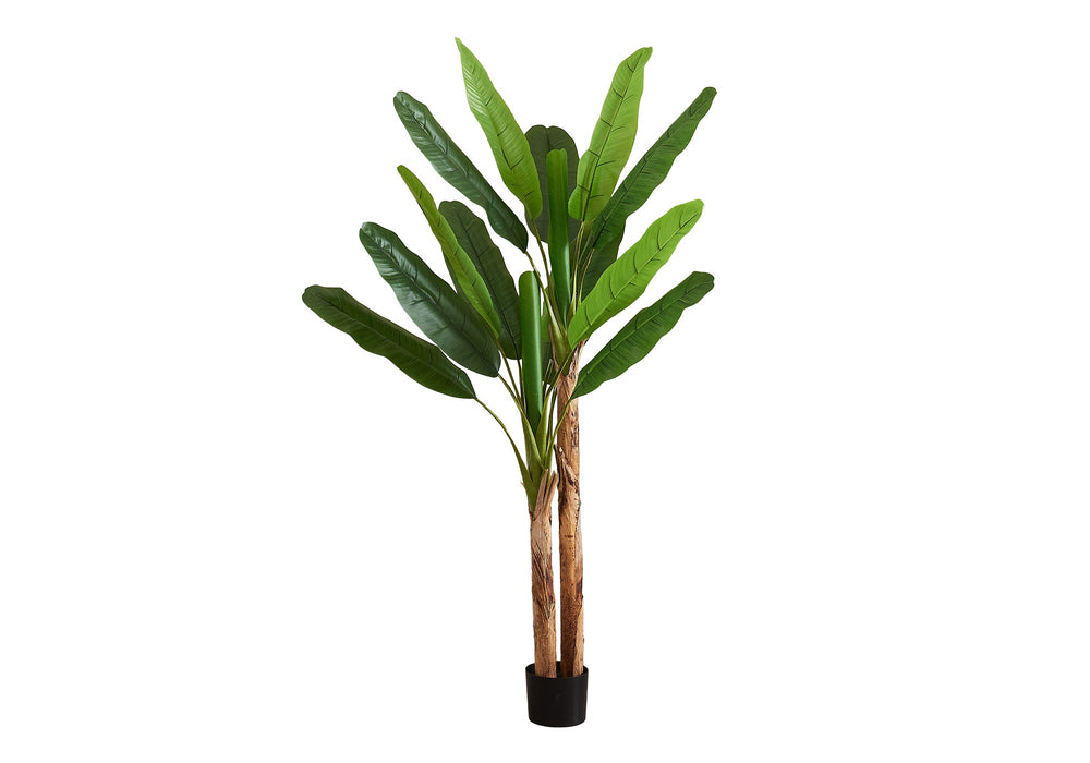 Artificial Plant, 83' Tall, Banana Tree, Indoor, Decorative, Faux, Floor, Potted, Real Touch, Green Leaves, Black Pot Media 2