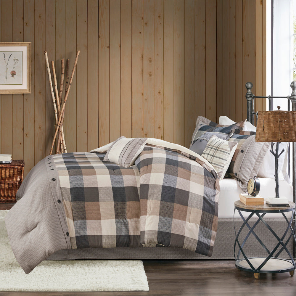 7 Piece Herringbone Comforter Set Neutral Queen Media 6