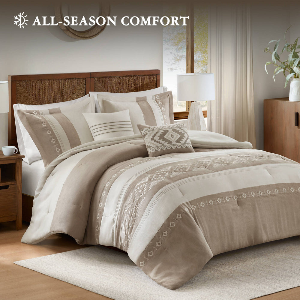 5-Piece Full/Queen Comforter 5pcs Set,Taupe Media 2