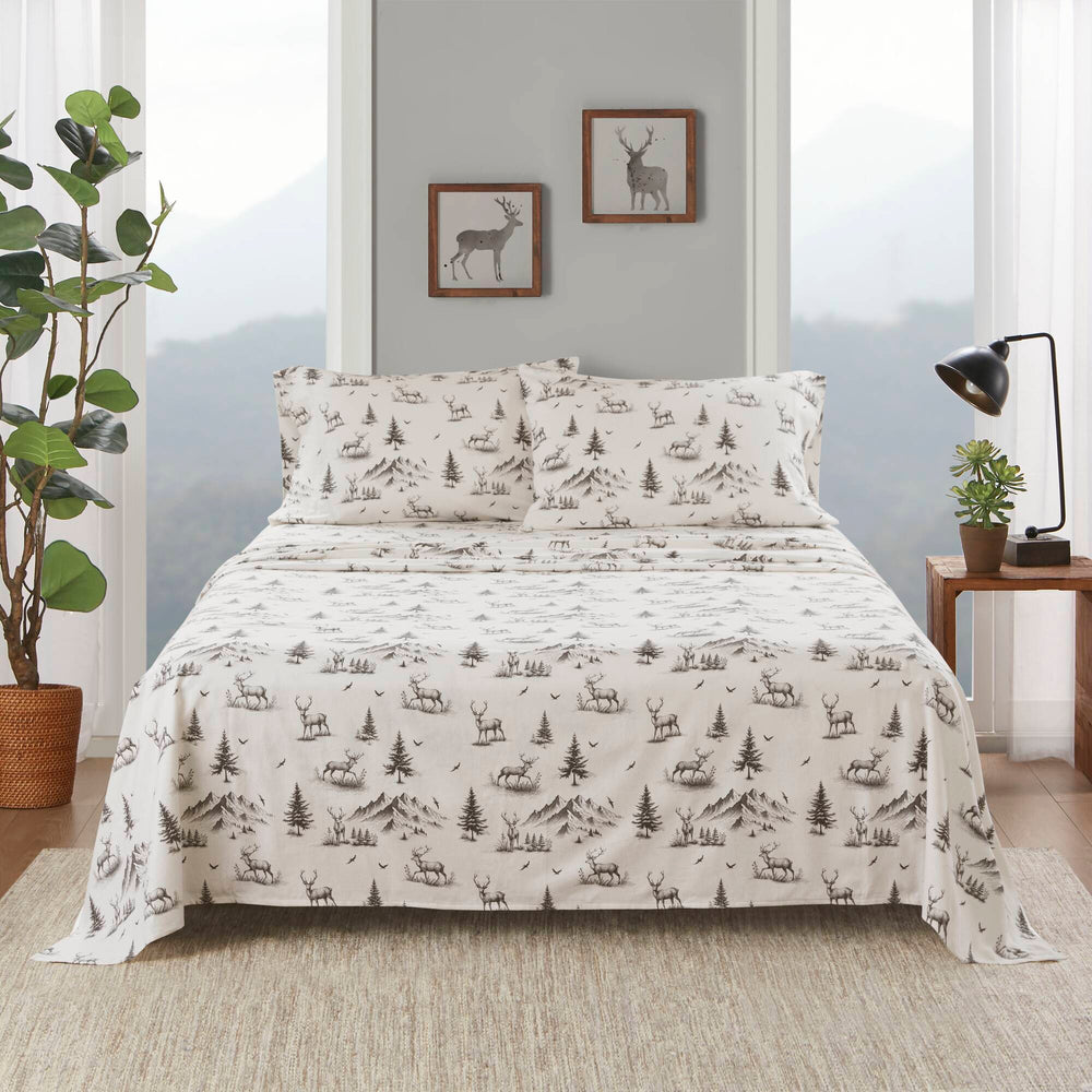 4 PCS King Sheet Set Gray Deer Toile Media 1