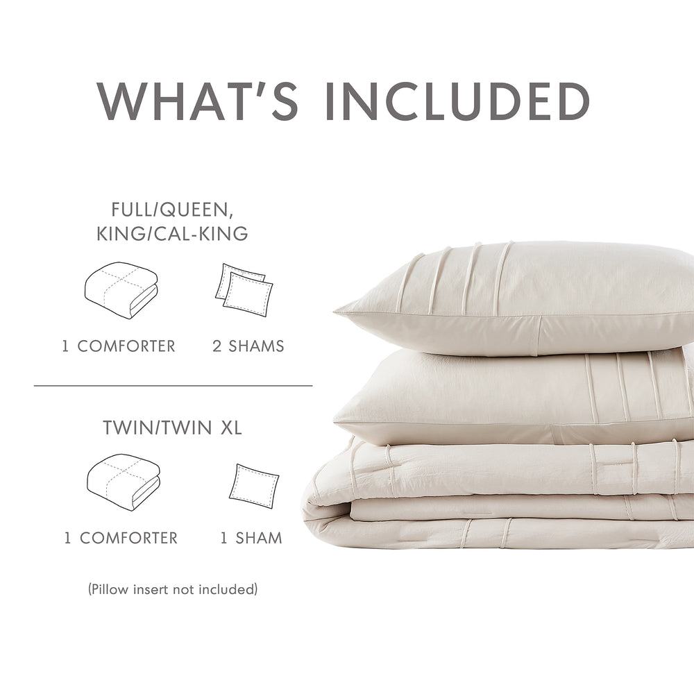 3-Piece Cal King Soft Washed Pleated Comforter Set Media 15