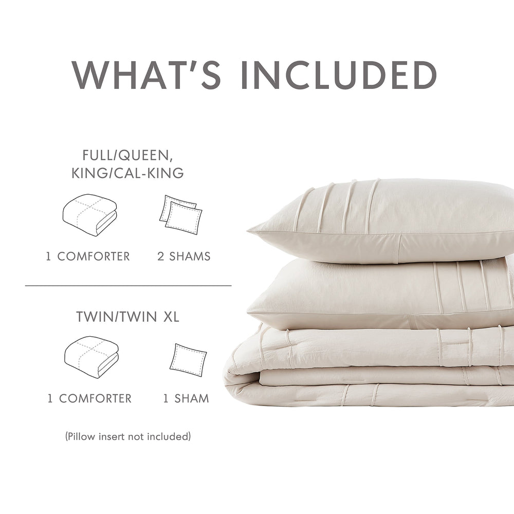 3-Piece Cal King Soft Washed Pleated Comforter Set Media 15