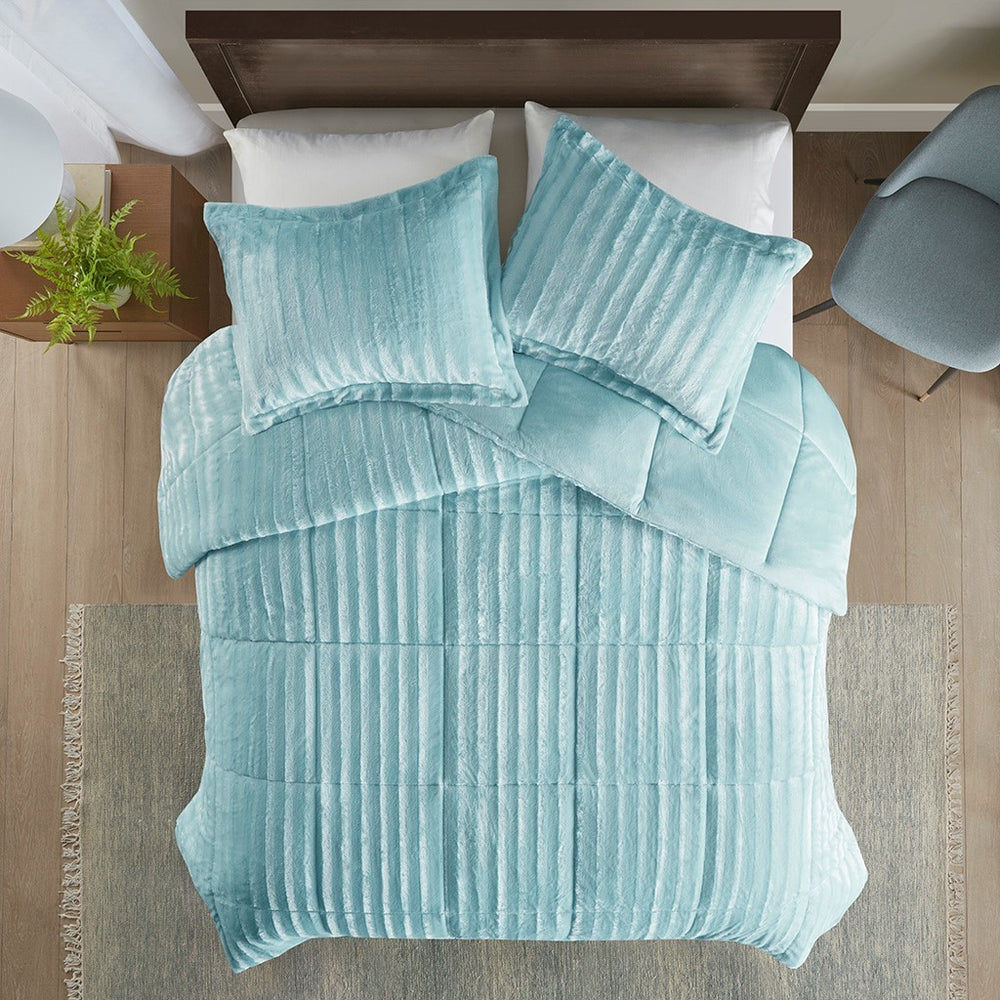 King/Cal King Faux Fur Comforter Mini Set Media 12