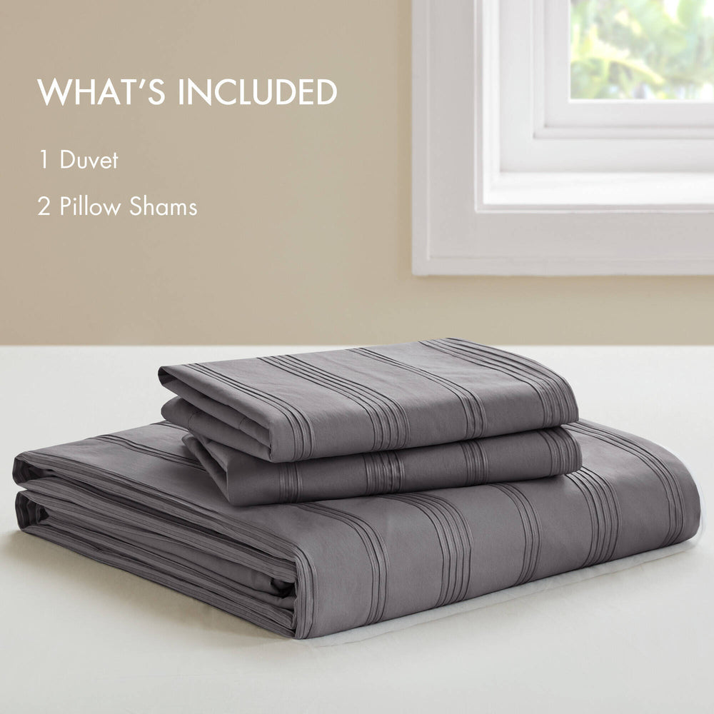 3-Piece King Woven Striped Duvet Set Media 2