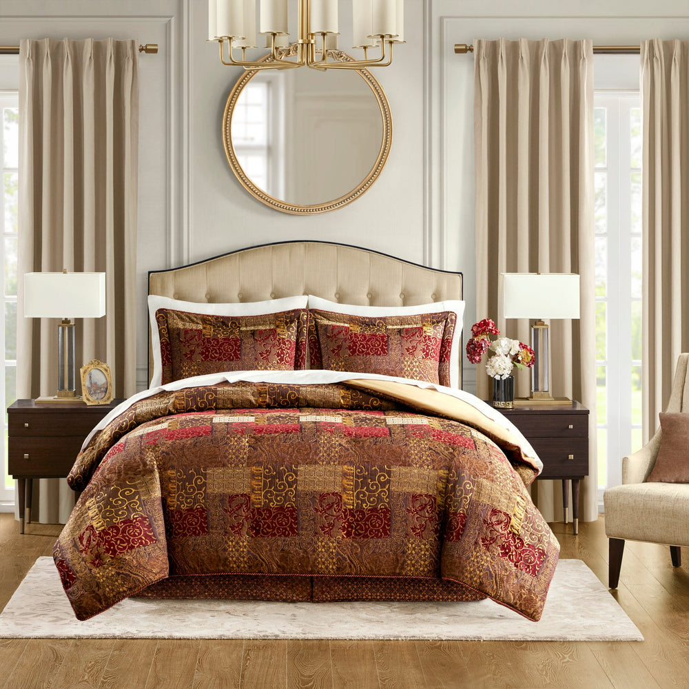 4 Piece Brown Comforter Set Brown King Media 4