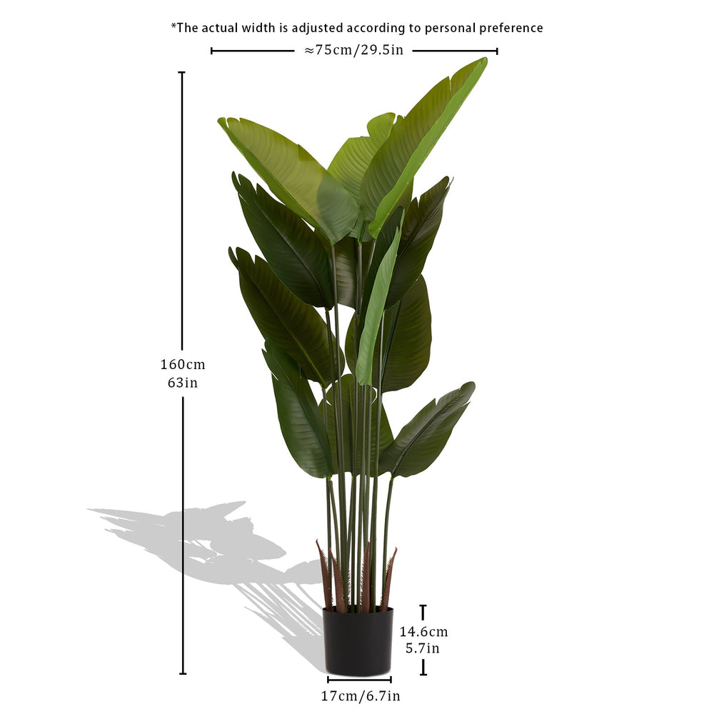 Artificial Bird of Paradise Plant 160cm Tall Faux Tropical Palm Tree Green Plastic Indoor Outdoor Decoration Media 3
