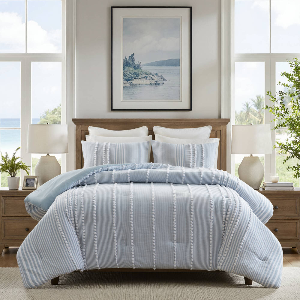 3- Piece Full/Queen Cotton Yarn Dyed Comforter Set Media 2