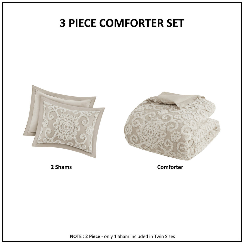 Cotton Comforter Mini Set Taupe King Media 13