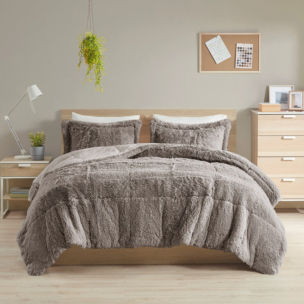 Twin/Twin XL Shaggy Long Fur Comforter Mini Set Media 2