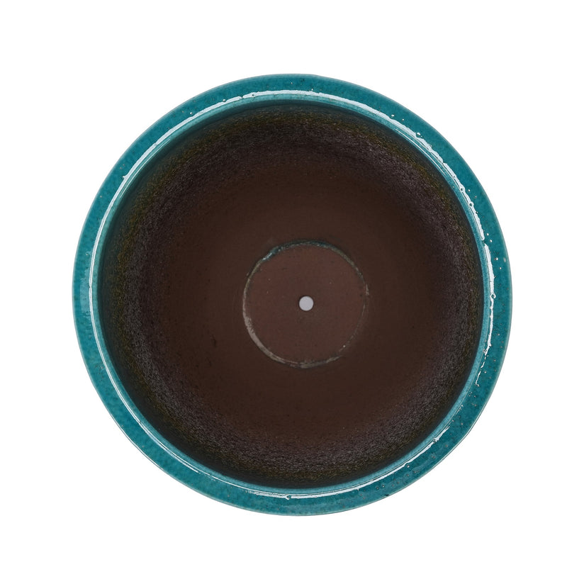 Ceramic Flowerpot, Modern Planter for Patio, Garden, Windowsill - Cyan