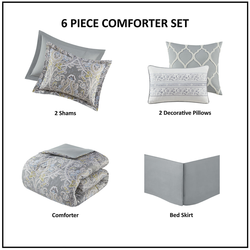 6 Piece Cotton Comforter Set Grey King Media 13