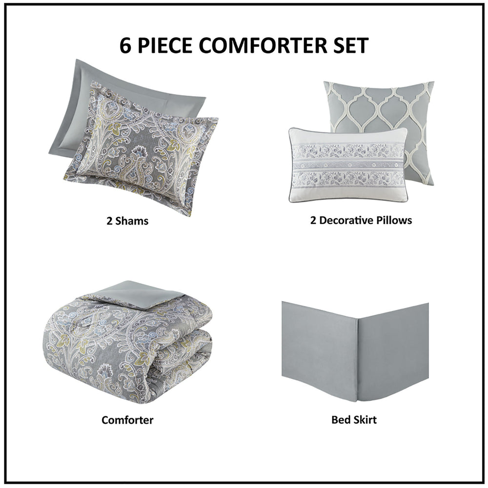 6 Piece Cotton Comforter Set Grey King Media 13