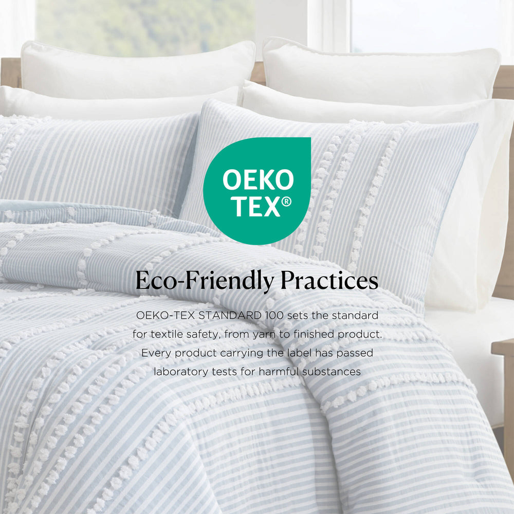 3- Piece Full/Queen Cotton Yarn Dyed Comforter Set Media 6
