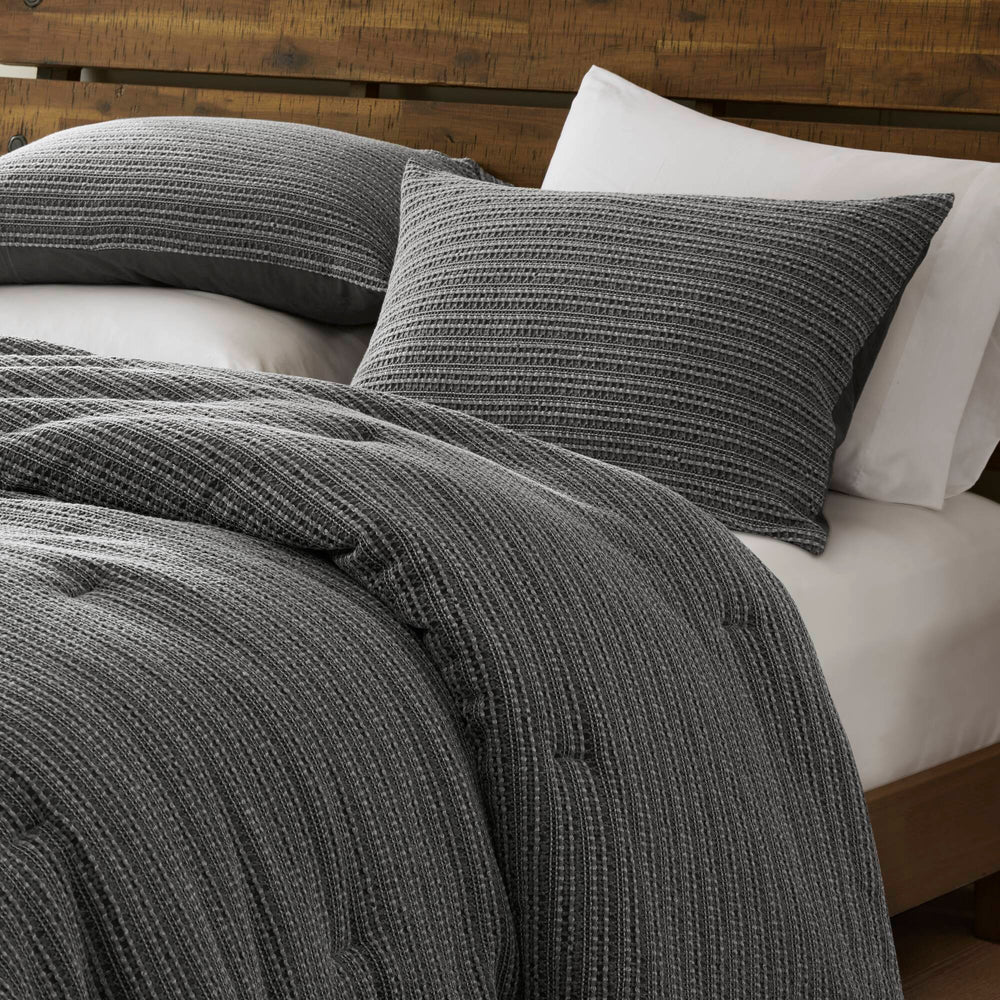 3PCS Full/Queen Waffle Washed Comforter Set Media 14