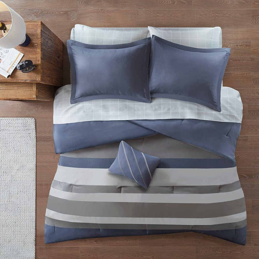 Twin XL Striped Comforter Set with Bed Sheets Media 10