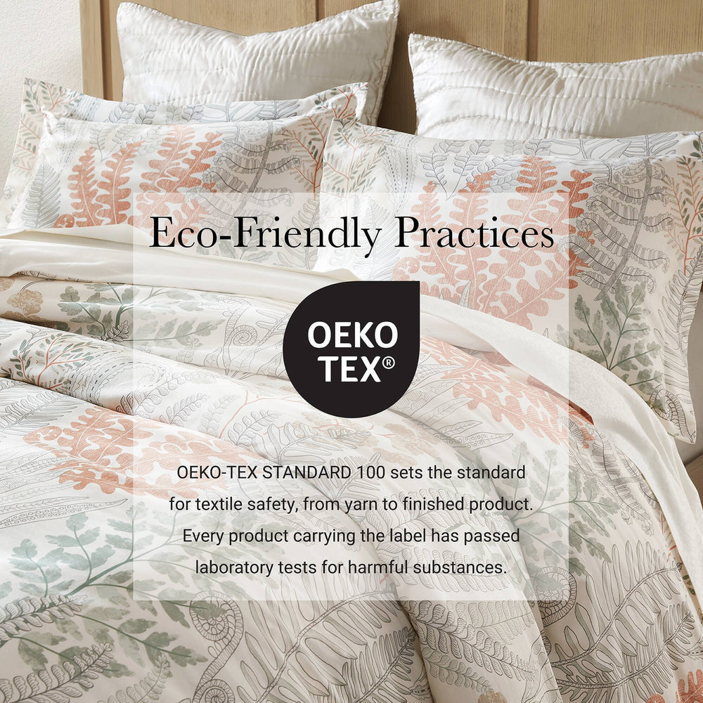 3-Piece Full/Queen 100% Cotton Sateen Duvet Cover Set,Terracotta/Linen Media 3