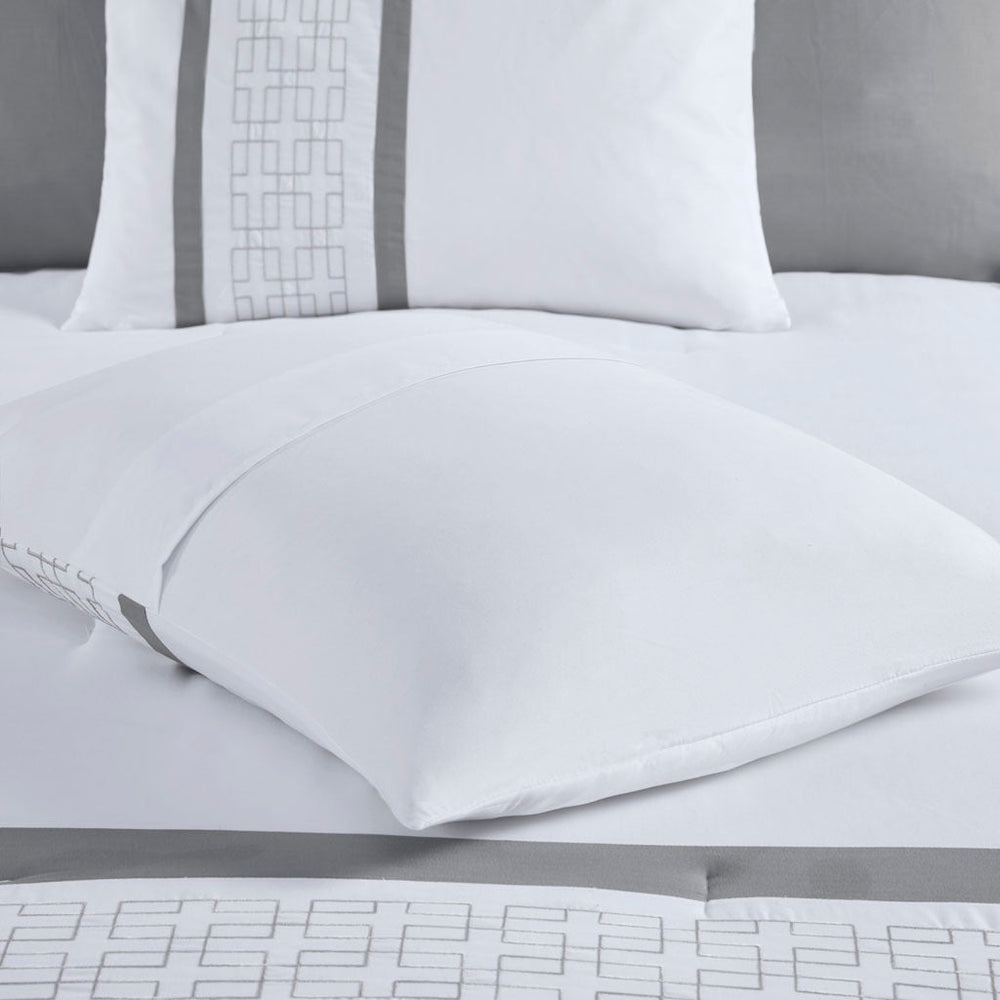 8 Piece Embroidered Comforter Set White Queen Media 10