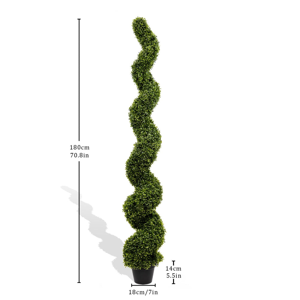 Artificial Outdoor UV Resistant Plastic Boxwood Topiary Spiral Tree 180cm Set of 2 Media 3