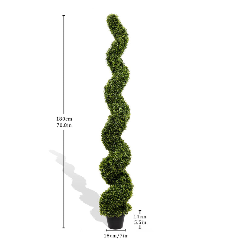 Artificial Outdoor UV Resistant Plastic Boxwood Topiary Spiral Tree 180cm Set of 2