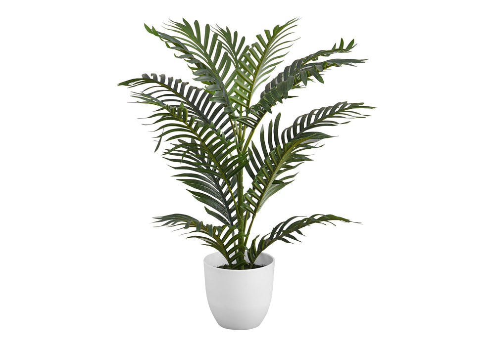 Artificial Plant, 28' Tall, Palm Tree, Indoor, Faux, Fake, Floor, Greenery, Potted, Real Touch, Decorative, Green Leaves, White Pot Media 2
