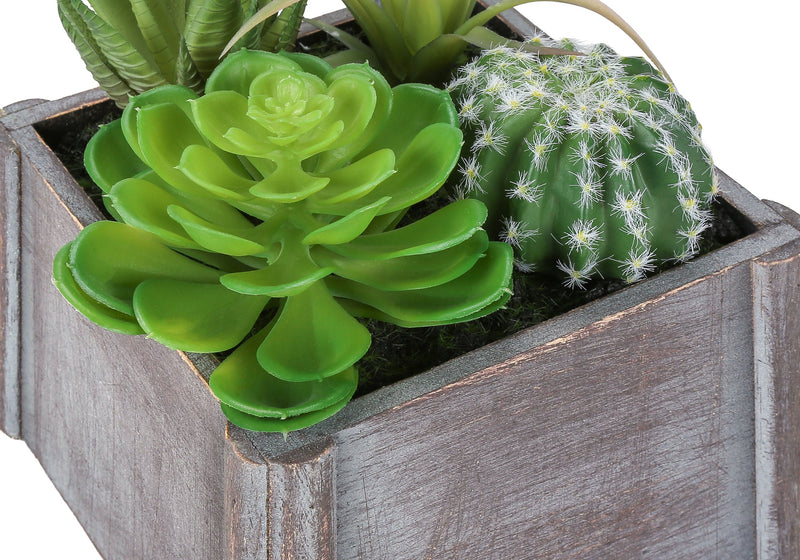 Artificial Plant, Set Of 2, 8' Tall, Succulent, Table, Grey Wooden Pots, Contemporary, Modern
