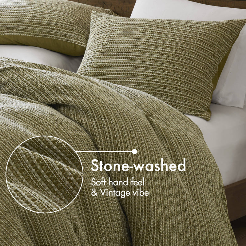 3PCS Waffle Washed Duvet Set