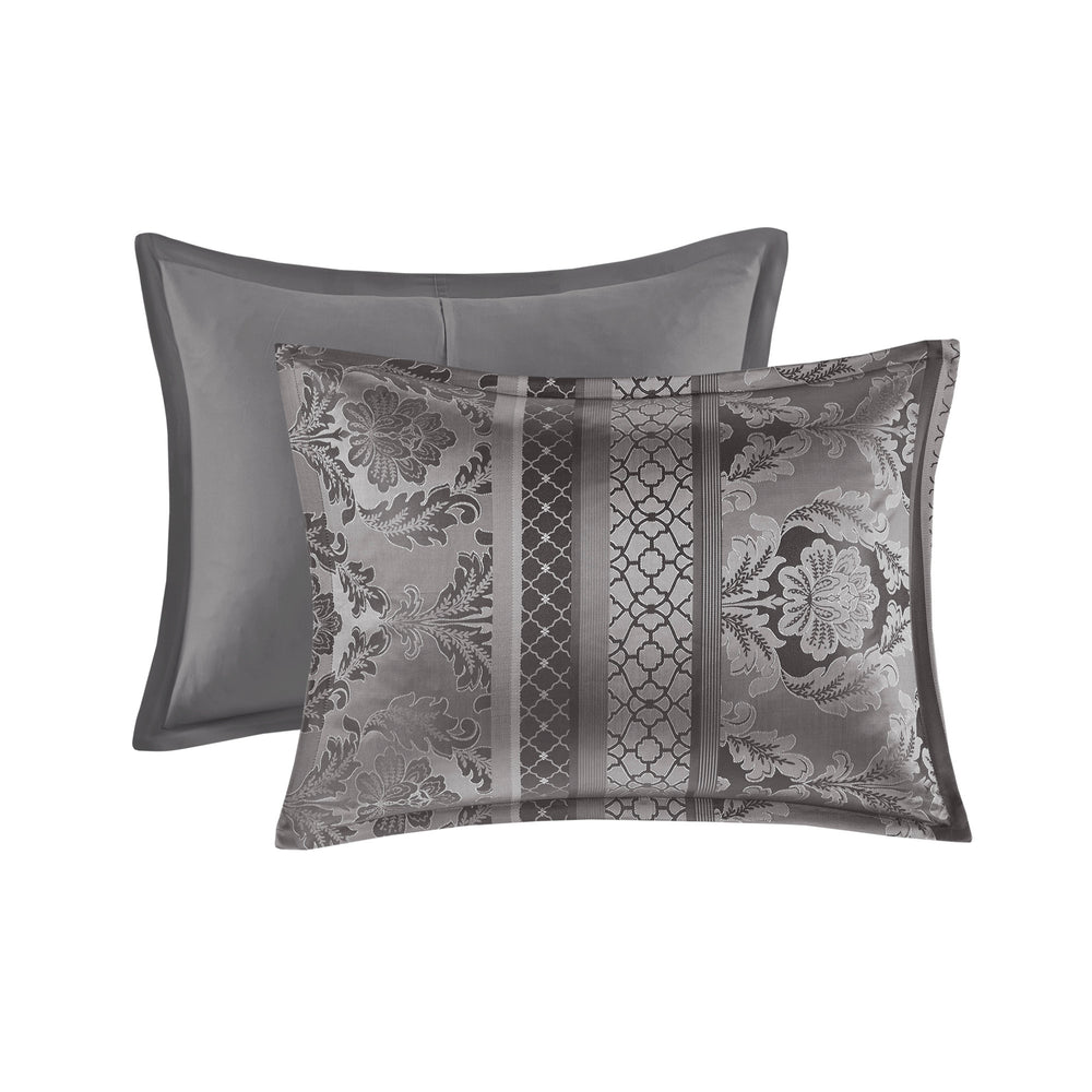7 Piece Jacquard Comforter Set Grey Cal King Media 10