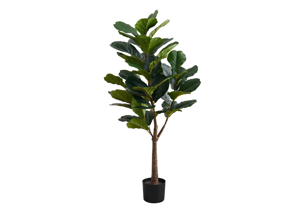 Artificial Plant, 47' Tall, Fiddle Tree, Indoor, Faux, Fake, Floor, Greenery, Potted, Real Touch, Decorative, Green Leaves, Black Pot Media 2