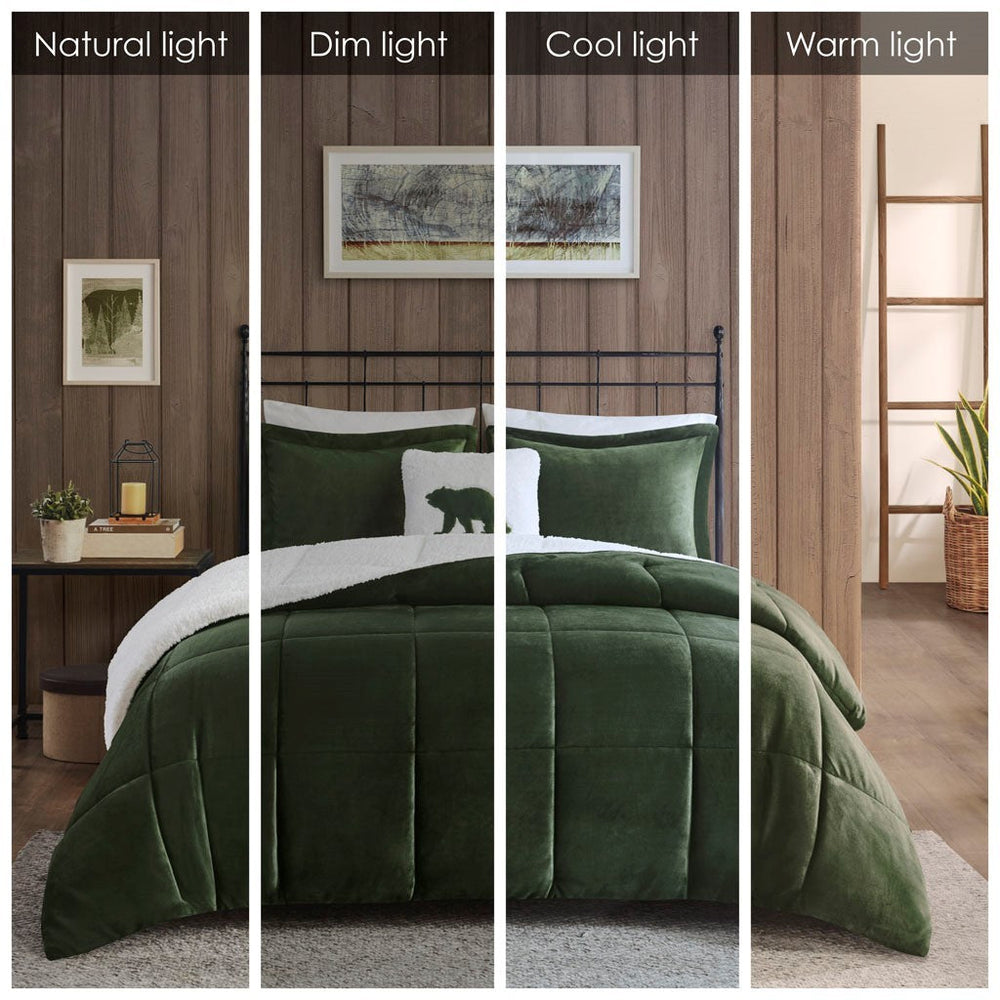 Full/Queen Plush to Sherpa Down Alternative Comforter Set Media 10