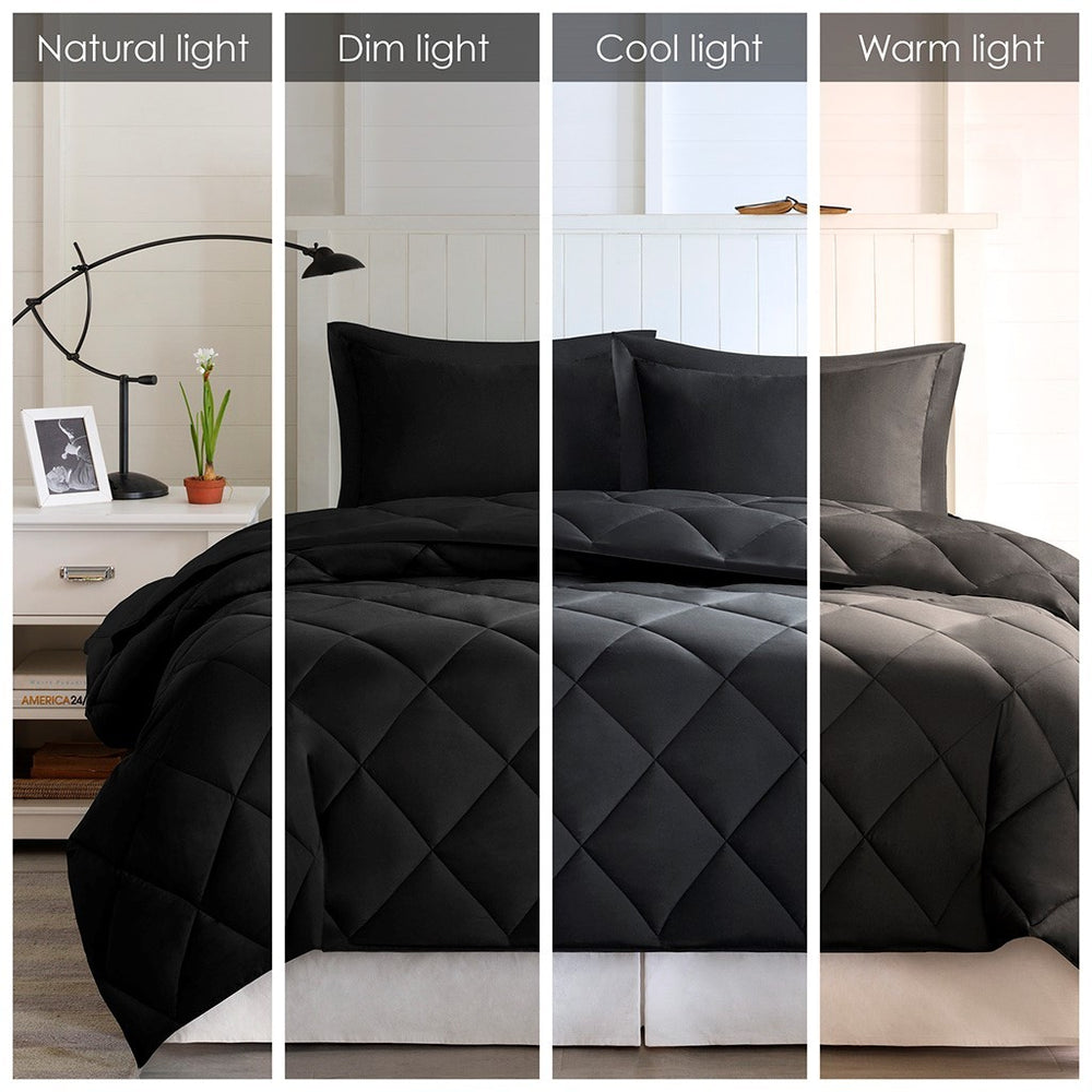 Full/Queen 3M Scotchgard Diamond Quilting Reversible Down Alternative Comforter Set Media 5