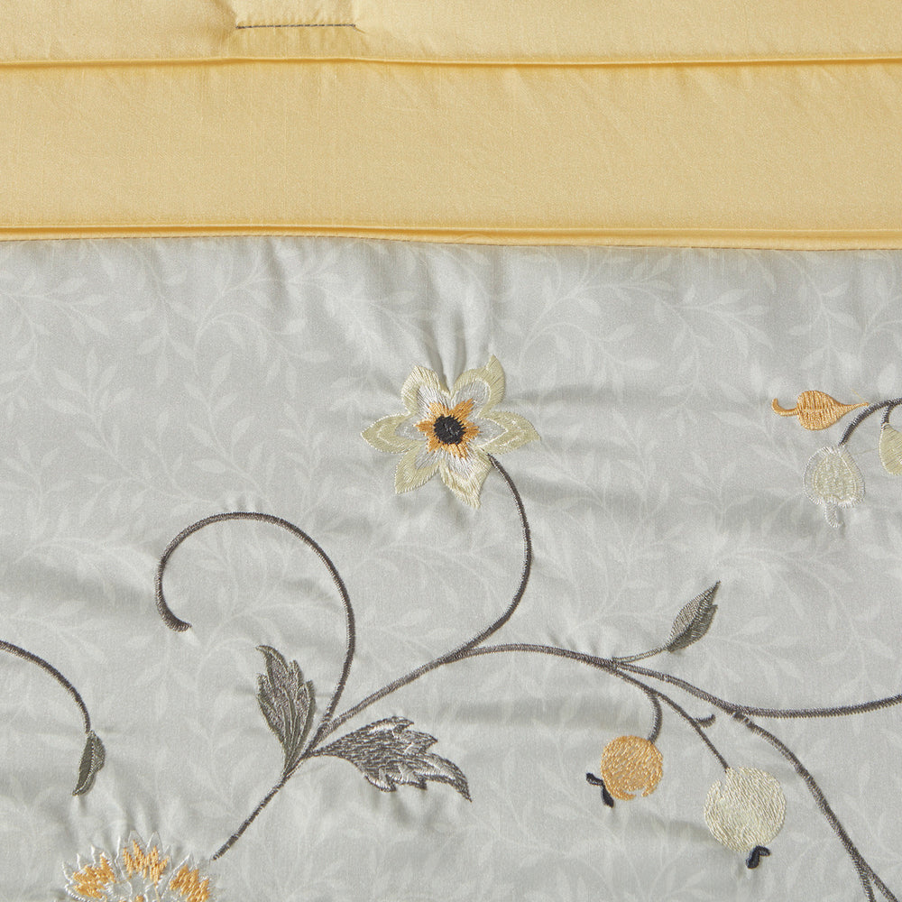 Embroidered 7 Piece Comforter Set Yellow Queen Media 15