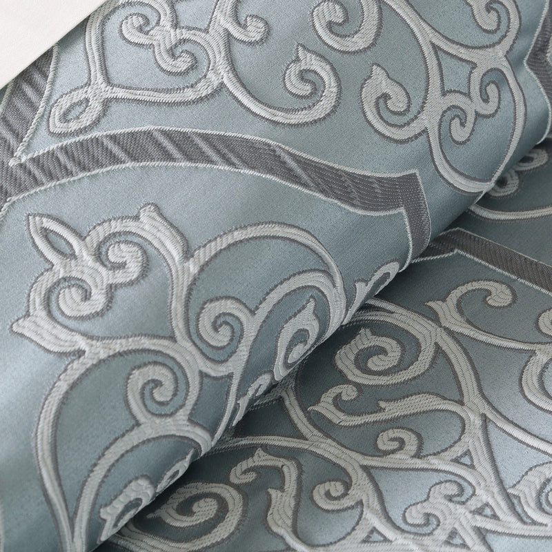 12 Piece Comforter Set with Cotton Bed Sheets Blue Cal King