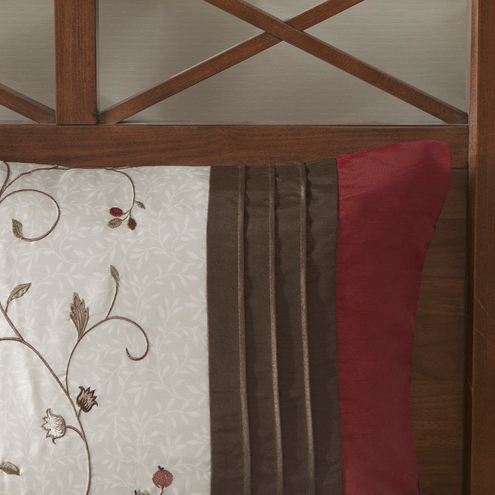 Embroidered 7 Piece Comforter Set Red King Media 12