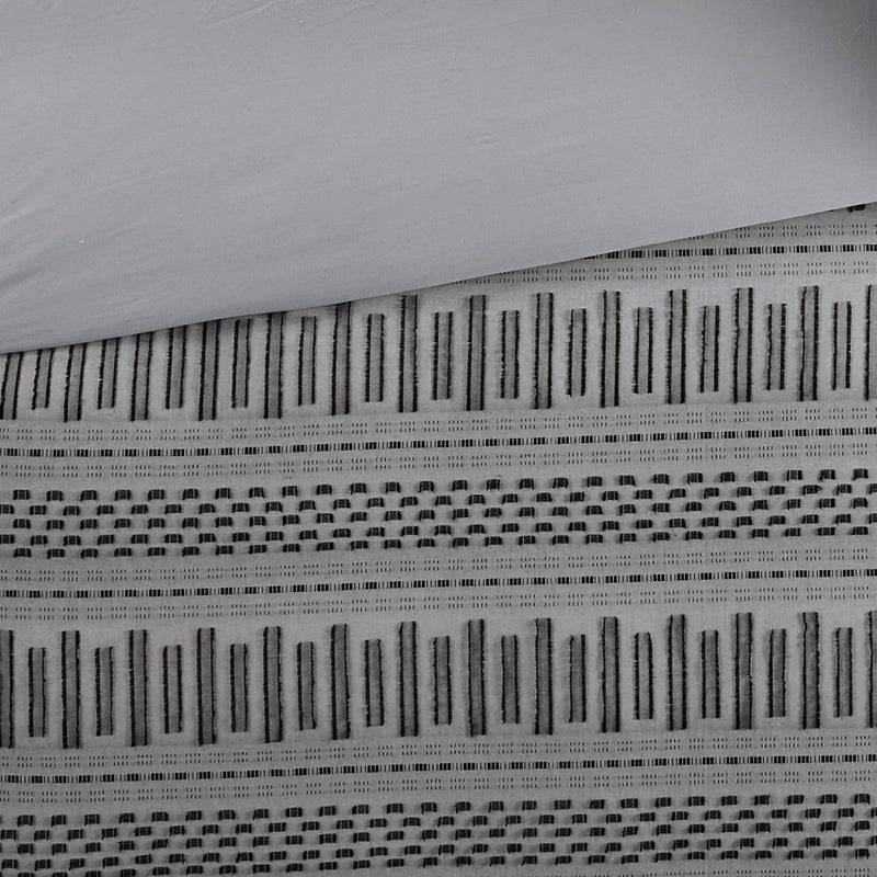 Cotton Jacquard Comforter Mini Set Grey/Black King/Cal King