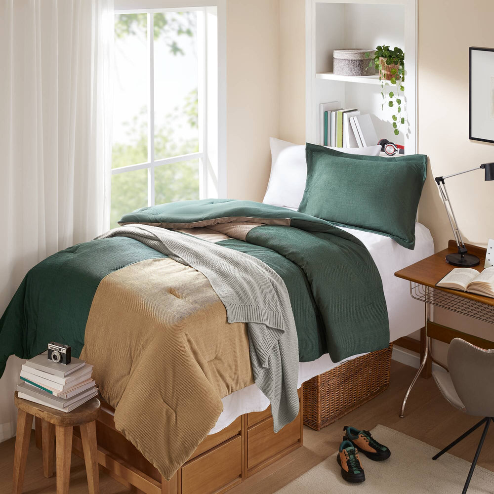 2 Pieces Twin/Twin XL Comforter Set,Green Media 8