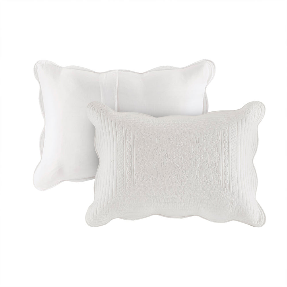 3 Piece Reversible Scalloped Edge Quilt Set White King/Cal King Media 12