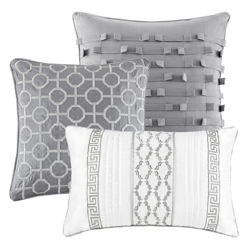 7 Piece Comforter Set Grey Cal King Media 2