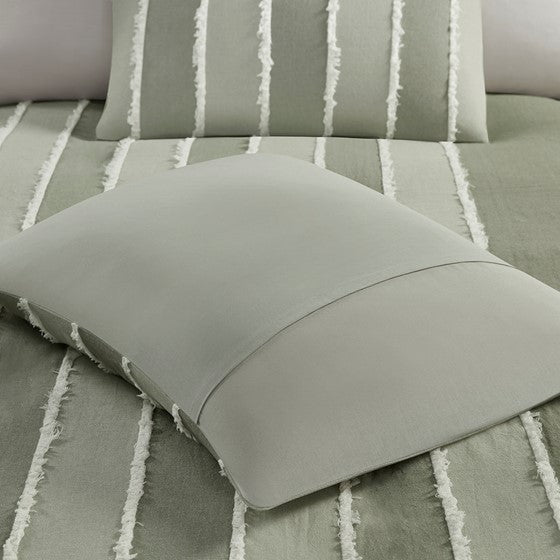 Full/Queen 3 Piece Striped Cotton Duvet Cover Set Media 12
