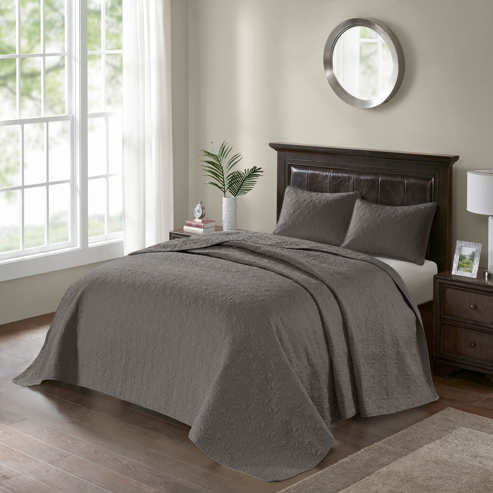 Reversible Bedspread Set Dark Grey King Media 6