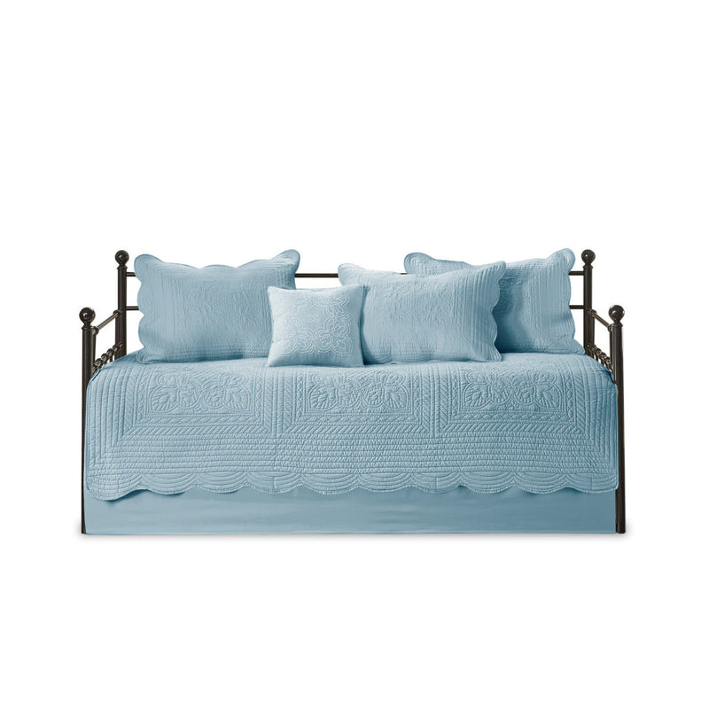 6 Piece Reversible Scalloped Edge Daybed Cover Set Blue Daybed