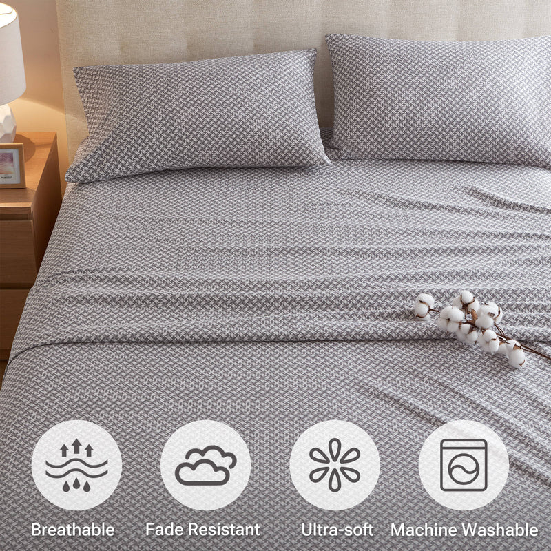 4-Piece 100% Cotton Printed Sheet Set