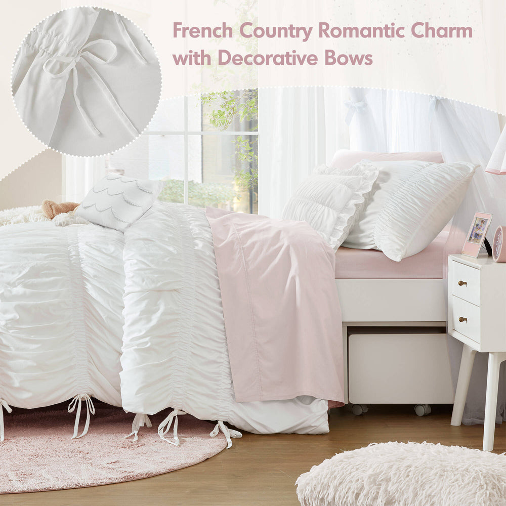 4 Pieces Twin/Twin XL Comforter Set,White Media 7