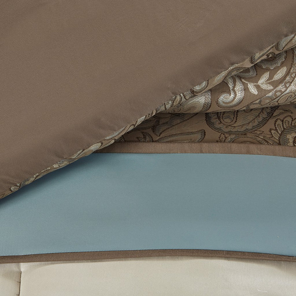Jacquard 7 Piece Comforter Set Blue King Media 7