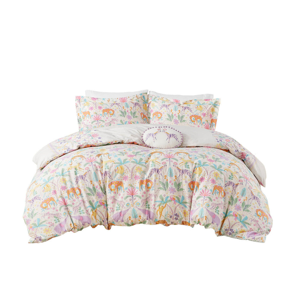 Full/Queen Floral Reversible Cotton Duvet Cover Set with Throw Pillow Media 6