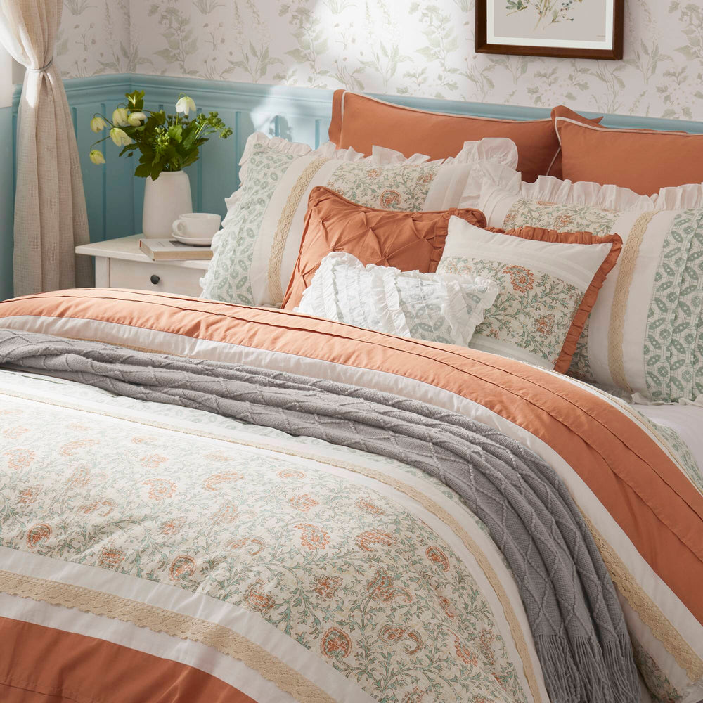9 Piece Cotton Percale Comforter Set Coral King Media 15