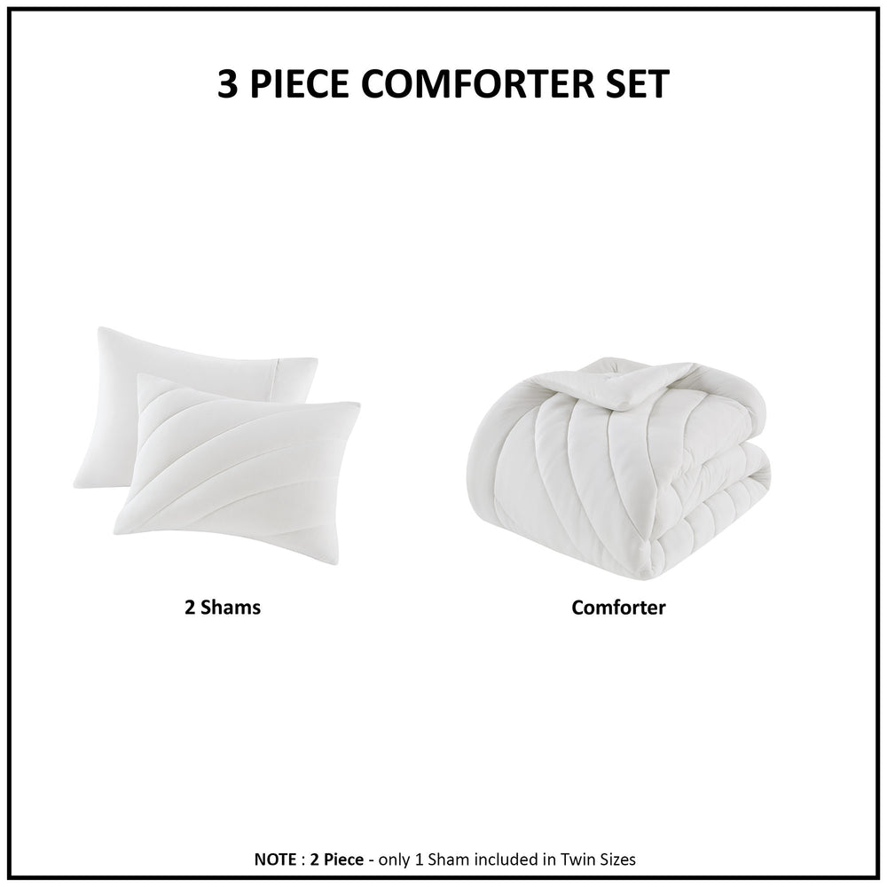 2 PCS Twin/Twin XL Poly Jersey Puffy Comforter Set White Media 16