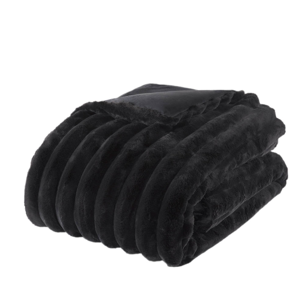 soft Faux Fur Ribbed Comforter Set Full/Queen Media 6