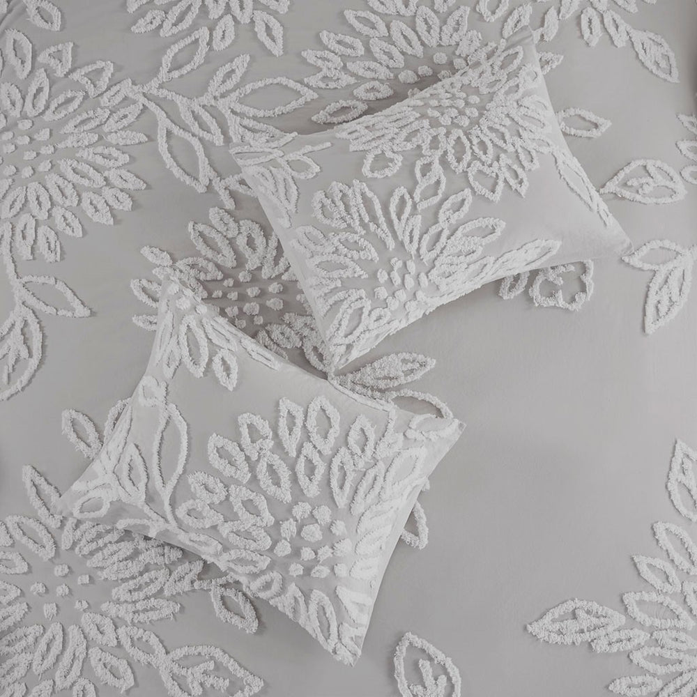 Full/Queen 3 Piece Tufted Cotton Chenille Floral Duvet Cover Set Media 6